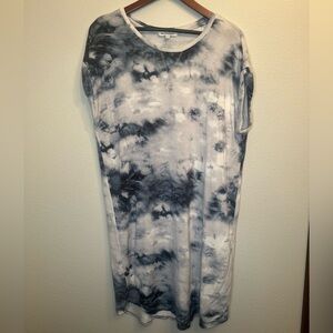 Buttery soft navy & white Tie-Dye T-Shirt Dress | workshop republic clothing | L